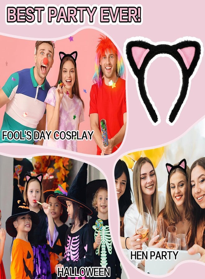 COMNICO Cat Ears Headbands, Plush Soft Cute Washing Face Head band Fuzzy Kitten Makeup Hair Headbands for Mask Skincare Spa Yoga Halloween Parties Cosplay (Black) - Image 4
